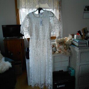 BALTIC BORN KENDRA DRESS-EMBROIDERED-WHITE-WOMENS SIZE LARGE